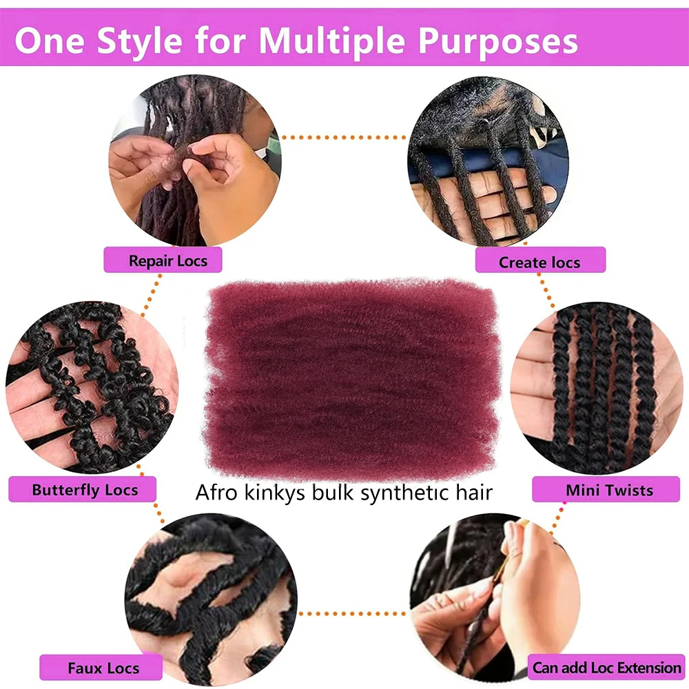 8 Inch 1 Bundel Afro Kinky Bulk Haar Voor Dreadlocks Extensions Reparatie Locs Mini Vlechten Twist Haar Synthetische Afro Kinkys