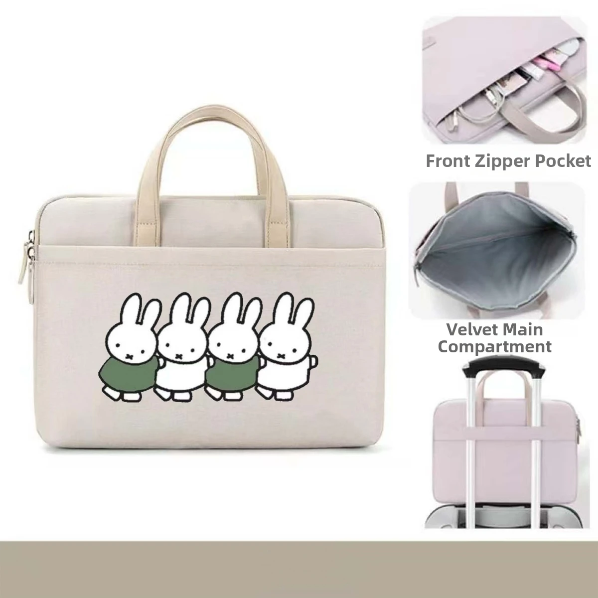 

New Miffy Computer Bag Kawaii Girl Suitable for 14-16 inch Tablet Protective Cover briefcase Japanese and Korean student handbag