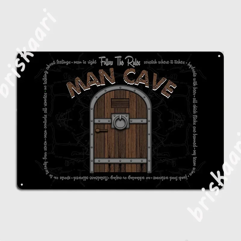 Man Cave Rules Metal Plaque Poster Designer Pub Wall Custom Club Wall Decor Tin Sign Poster