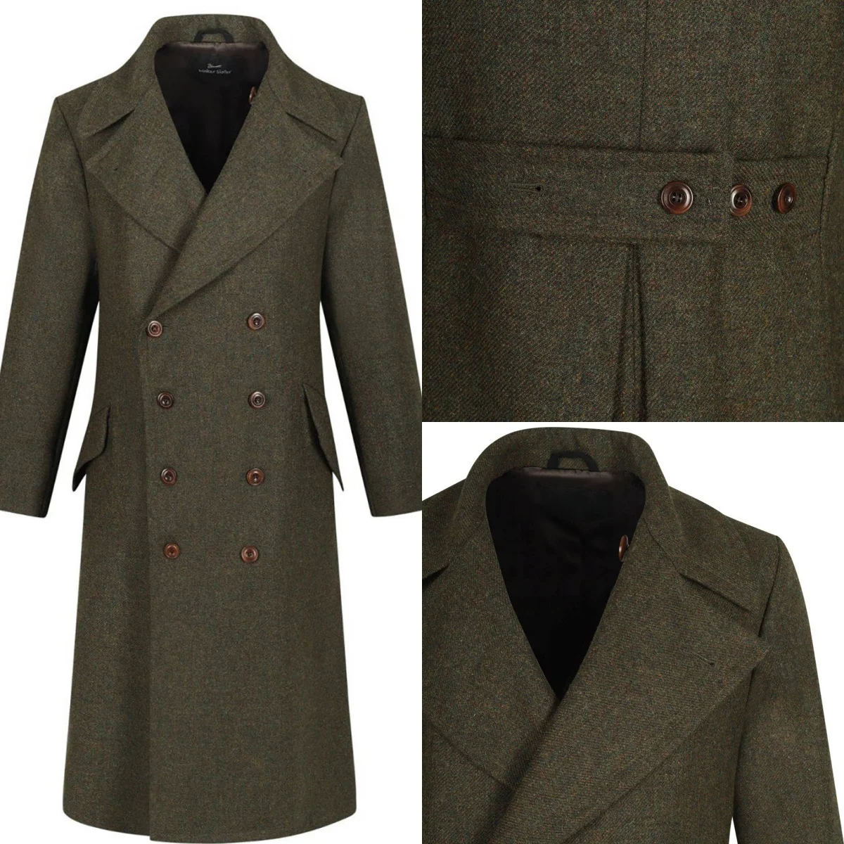 

Мужской винтажный двубортный длинный шерстяной плащ, цельное пальто по индивидуальному заказу для осенне-зимней одежды