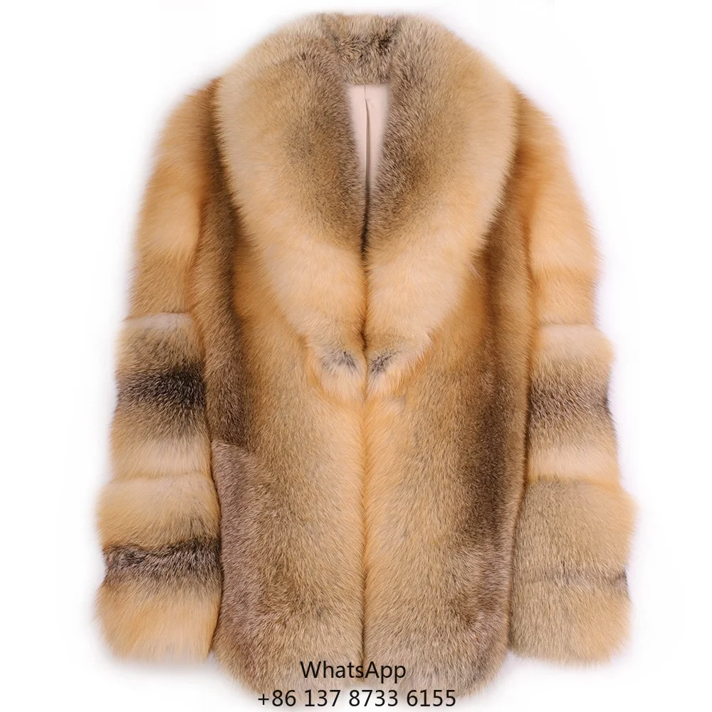 

2023 Winter Luxury Natural Fox Fur Jacket Women Turn-Down Collar Long Fox Fur Coat Ladies Outerwear