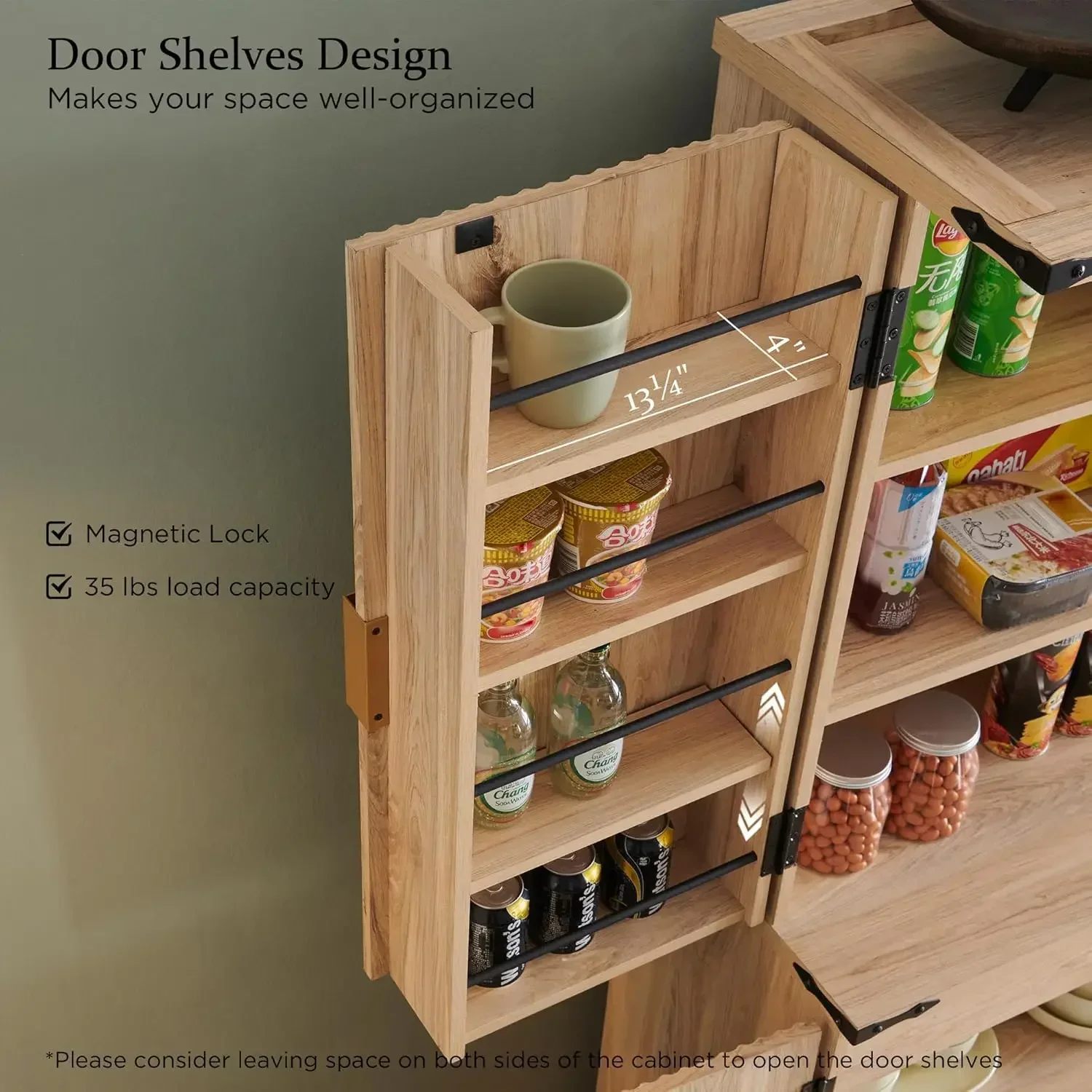 [XMSJ-مخزون محدود، اشتر الآن! ]خزانة مخزن، خزانة تخزين حديثة بطول 72 بوصة، منظم، أرفف قابلة للتعديل، غرفة الطعام، غرفة المعيشة