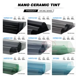 1mX5m TOP Quality IR100% HD Nano Ceramic Sun Solar UV Protection Car Window Tint Film Anti-glare Glass Sticker Skin Care