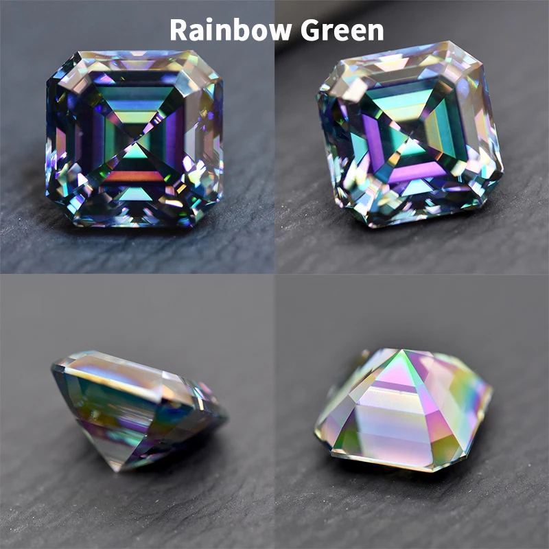 Moissanit-Losesteine, Asscher-Schliff, verschiedene Farben, VVS1, bestehen Diamanttester, Edelstein für DIY-Schmuckherstellung mit Zertifikat – Detail 10
