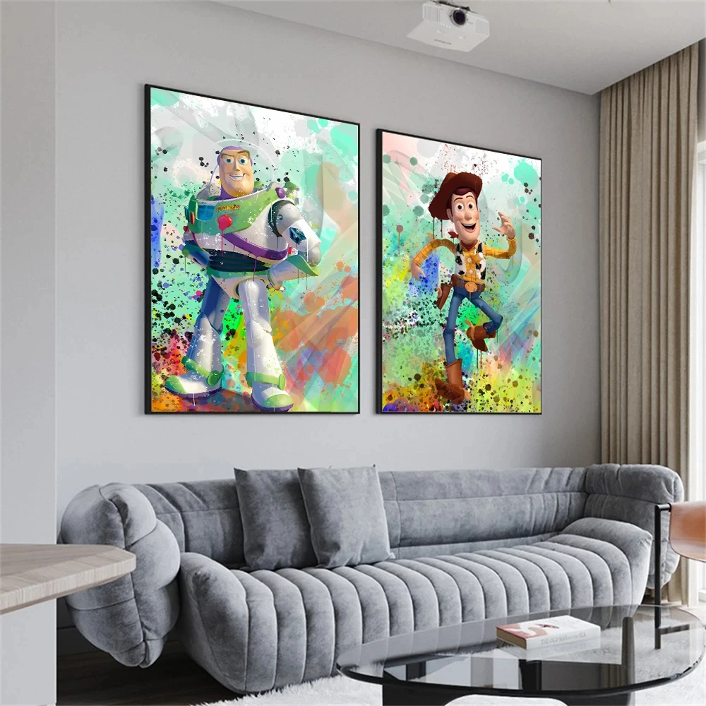 

Miniso Disney Toy Story Watercolor Canvas Posters Movie Poster Printmaking Kindergarten Games Room Decorative Wall Art Pictures