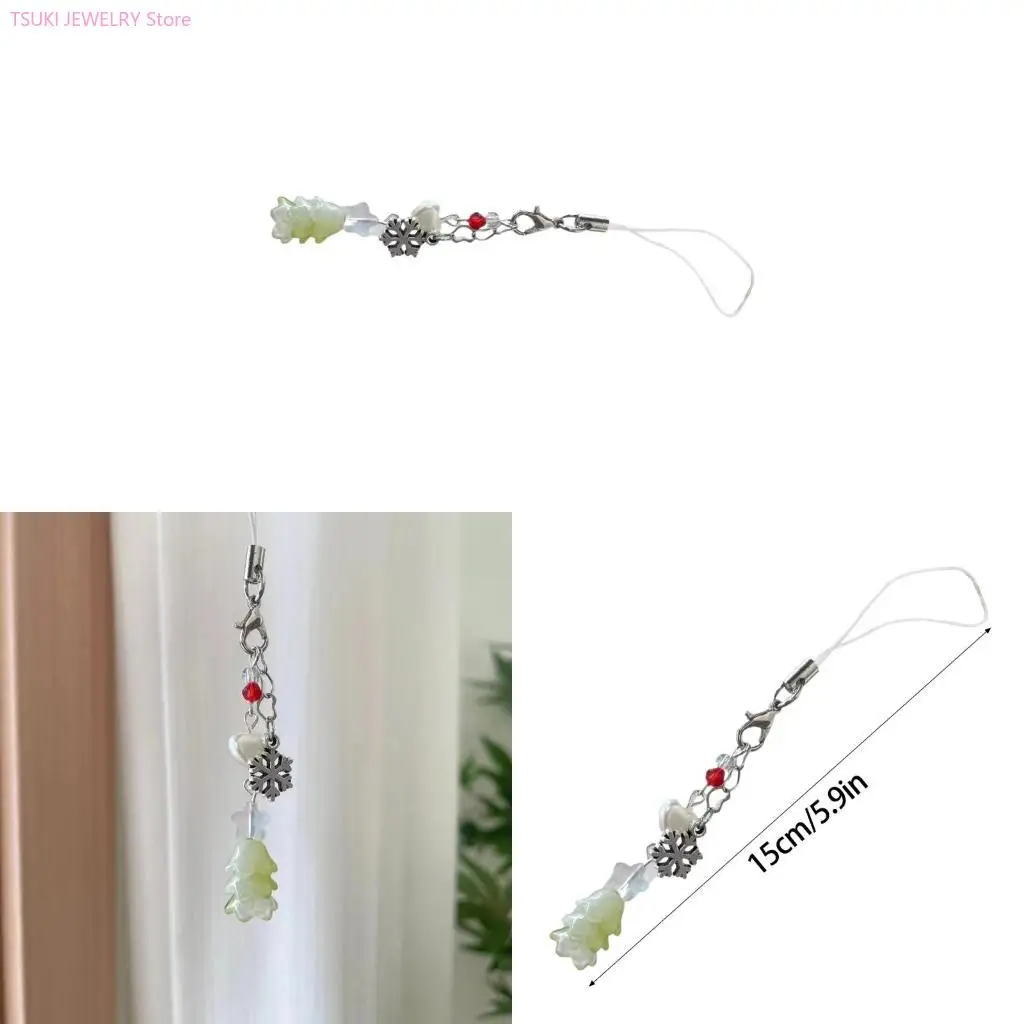 62KE Unique Acrylic Keychain with Snowflake Pendant Portable Hangings Decorations
