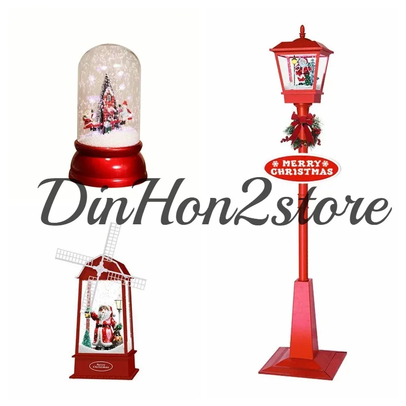 Hot Selling Christmas Snowfall Street Lamp Music Decoration European Style Holiday Ornament for Mall Hotel Scene Setup