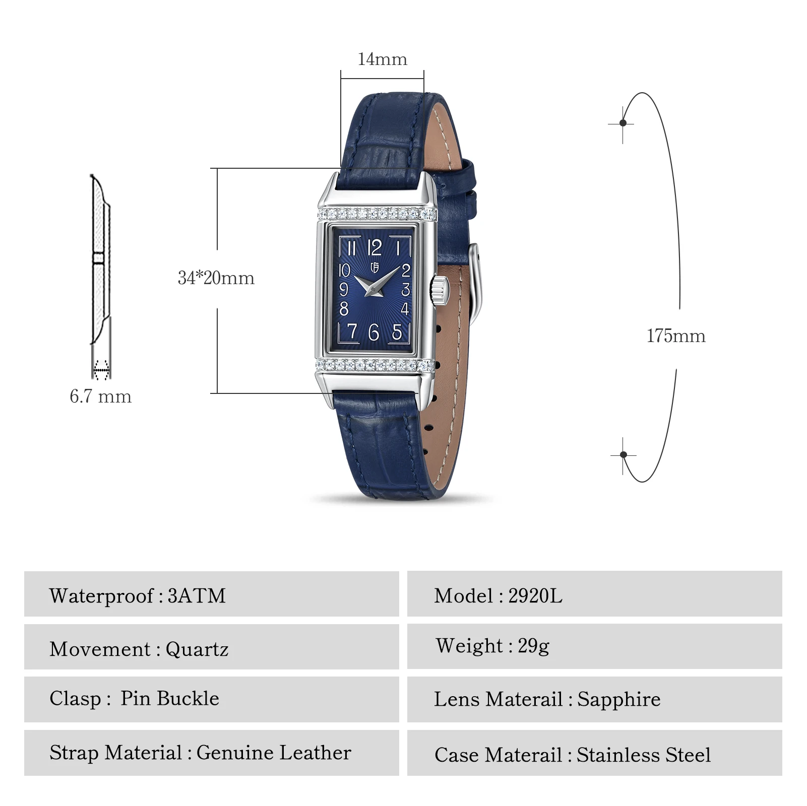 BERNY Fashion Luxury Watch for Women Exquisite Rectangular Ladies Wristwatch Stainless Steel Leather Quartz Watches For Ladies