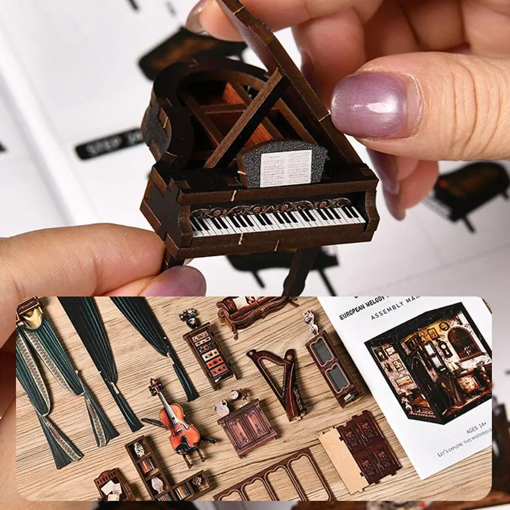 

DIY книжный уголок, комплект, миниатюрный мир, украшение для дома с подсветкой, детский подарок на день рождения, Рождественский подарок ручной работы