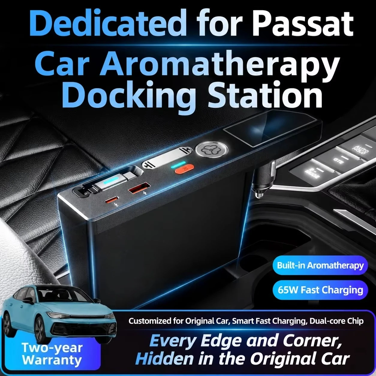 Car Charger Docking Station Upgrade Interior Air Freshener Super Fast Charging Expansion Dock For Volkswagen Passat 2019-2026