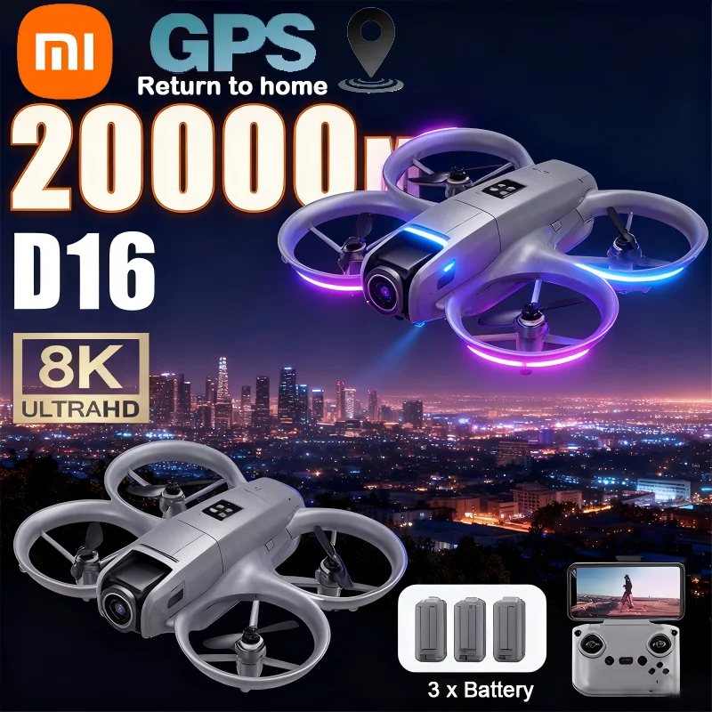 Xiaomi D16  8K HD Mini Drone with 180° Electric Adjustable  Camera WiFi Light Flow Drone Pocket Obstacle Avoidance Rc Quadcopter