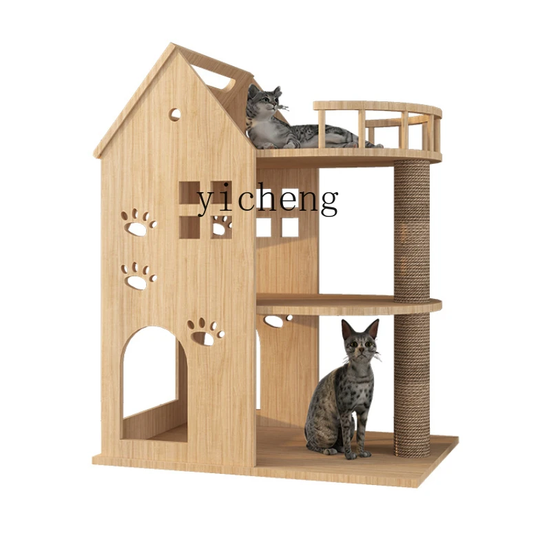 

Xl Cat Climbing Frame One-Piece Wooden Castle Cat House Space Capsule Climbing Column Cat Toy