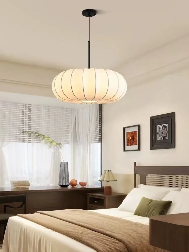 

New Wabi Sabi E27 Led Pendant Light Dining Room Silk Suspend Lamp Bedroom Led Lamparas Luminarias Chandelier Lighting Droplight