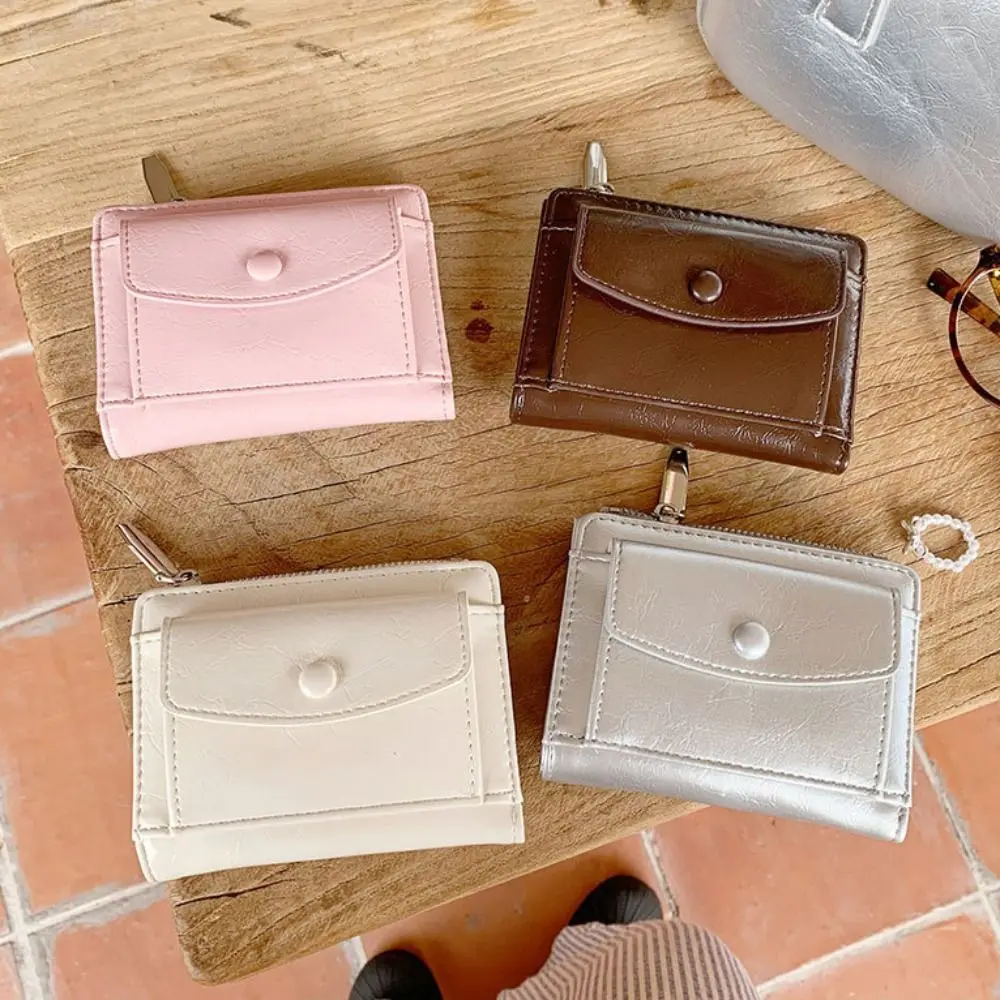 Портативный элегантный женский короткий кошелек, короткий клатч, ультратонкий держатель для карт из искусственной кожи, многофункциональный мужской чехол для монет на молнии