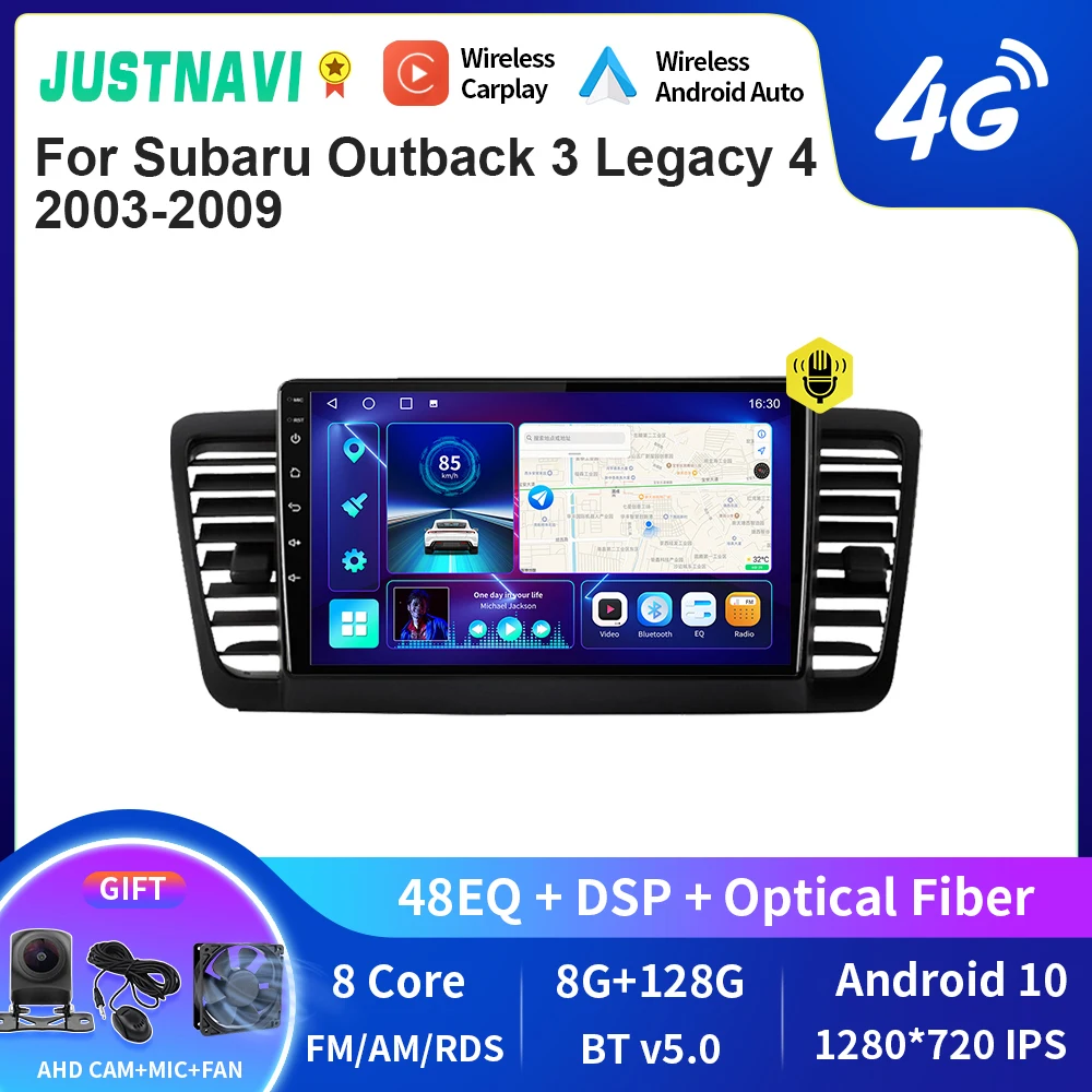 

JUSTNAVI QT10 Android 10.0 Car Radio For Subaru Outback 3 Legacy 4 2003-2009 Car Multimedia Video Player 2din Carplay GPS Navi