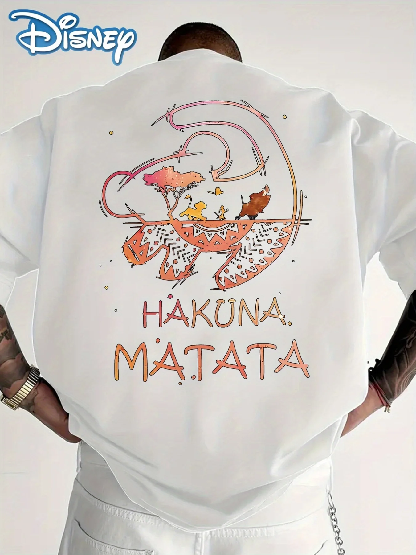 Camiseta de Disney con estampado de dibujos animados del Rey León, camiseta de algodón, nueva edición de verano, Top informal holgado grande de Harajuku