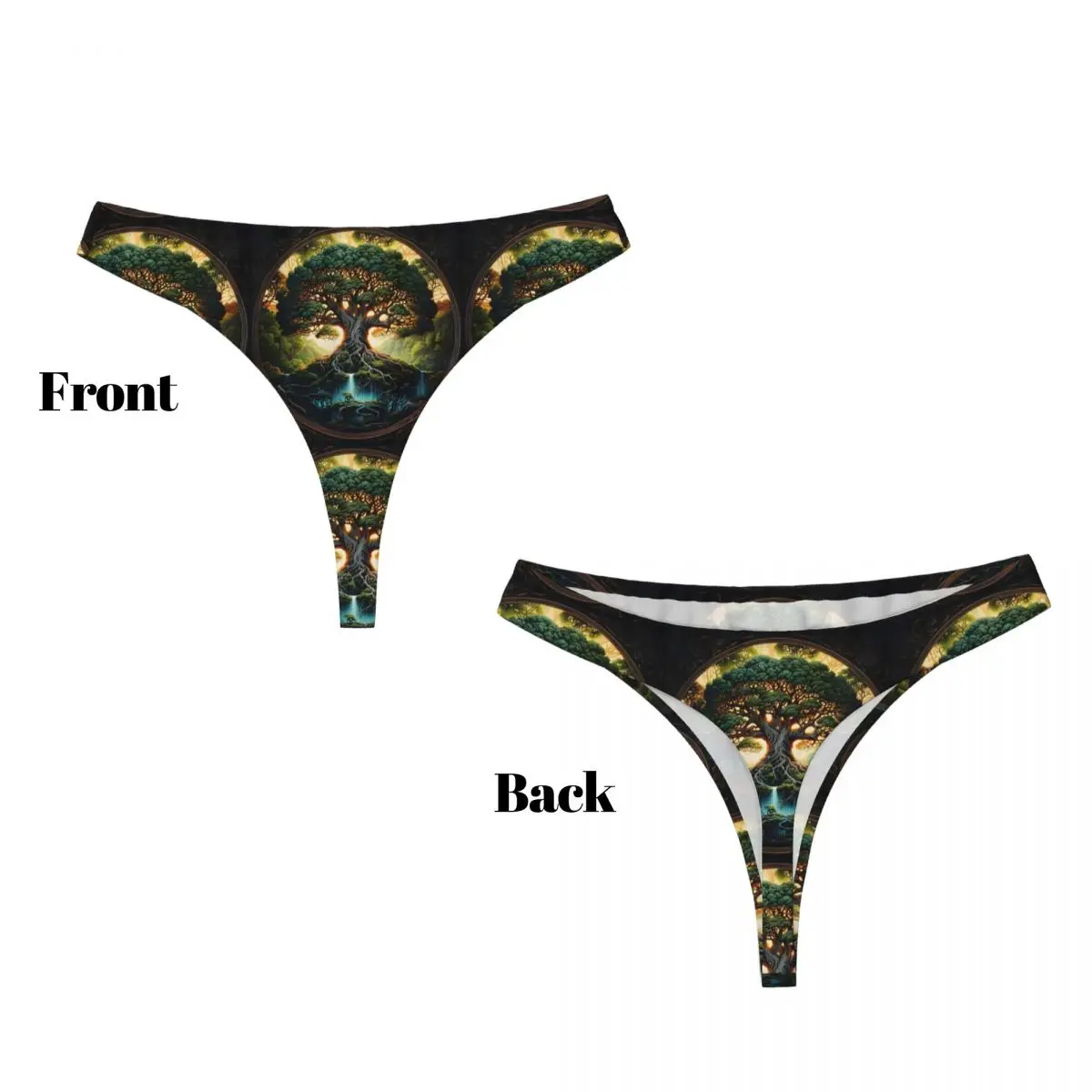 Custom Great Tree Of Life Digital Print G-string Panties Breathable Women Stretch Thongs Comfort Underwear