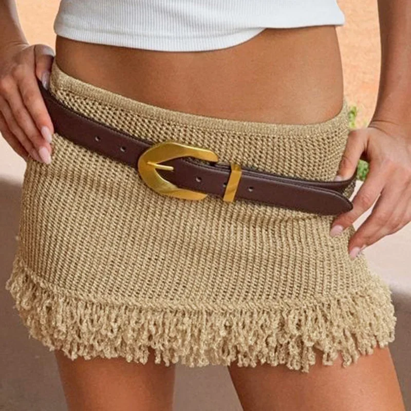 المرأة الصلبة الجوف خارج محبوك شرابة التنانير الصغيرة مثير منخفضة الخصر محب تنورة غير رسمية عطلة الشاطئ التستر قيعان الشارع الشهير