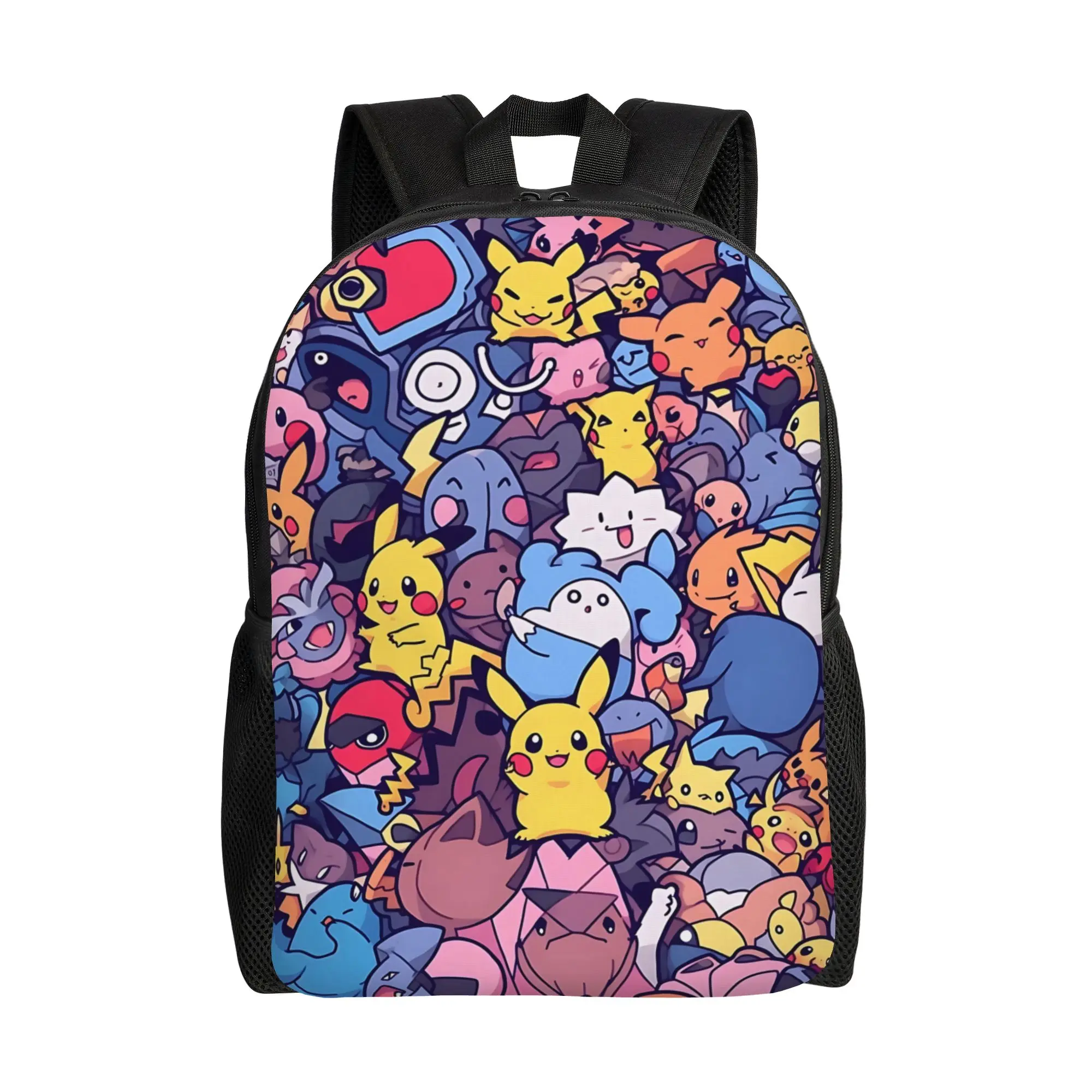 Fashion Pokemon Dense Character Collage Backpack ita bag  mochila Solid Hiking Zipper Closure Rucksack