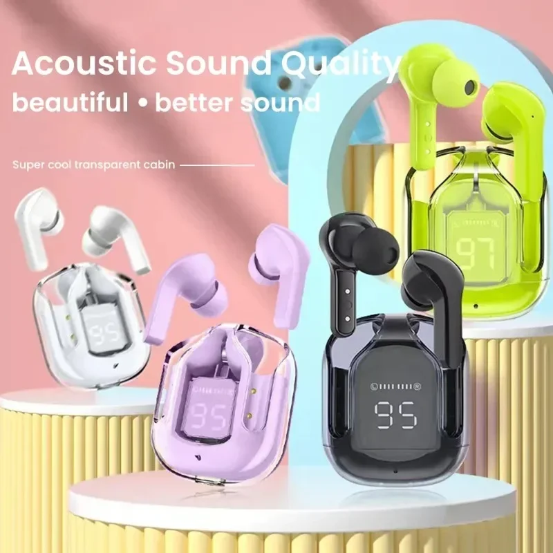 TWS Air31 Wireless Bluetooth Headset Transparent Digital Display Bluetooth 5.3 Headphone Noise Reduction Call Music Earbuds