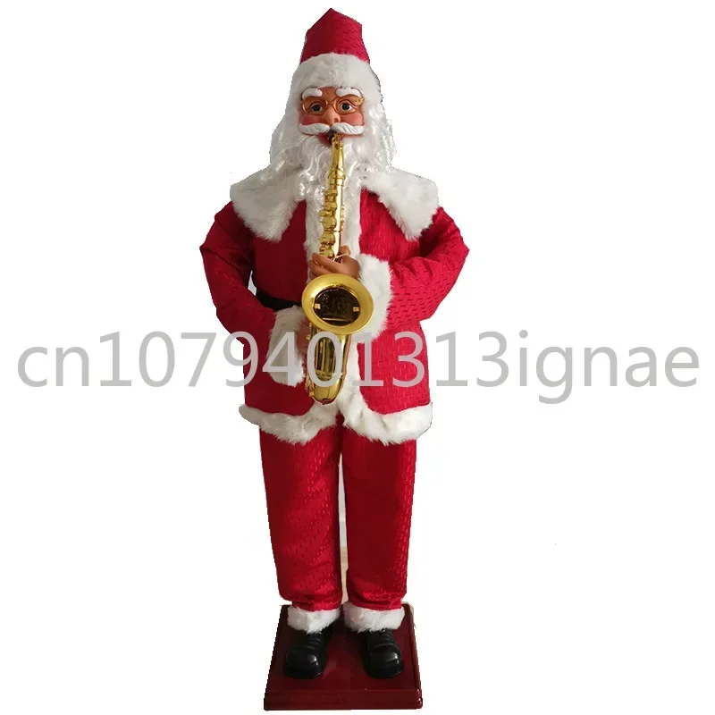 1.8 meter swinging Santa Claus doorman music saxophone welcome Santa Claus electric Christmas decoration