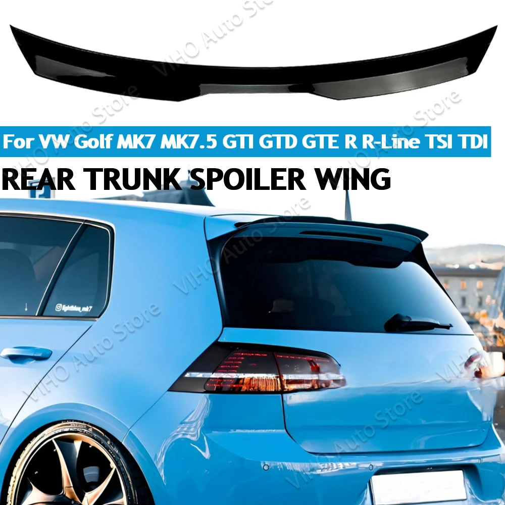 

For Volkswagen Golf 7 MK7 7.5 GTI GTD GTE R TSI TDI 2013-2020 Rear Roof Spoiler Maxton Style ABS Black Trim Trunk Wing Spoiler