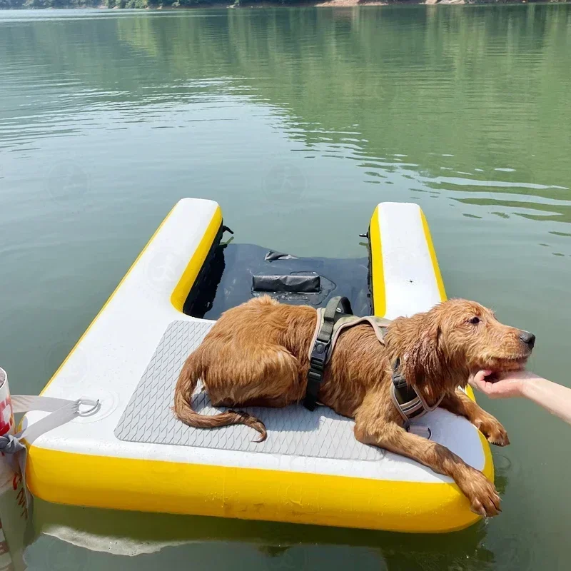 Inflatable Dog Water Ramp Dock Floating Exit Ramp Inflatable Pup Plank Platform With Ladder Steps For Swimming Pets For Sale