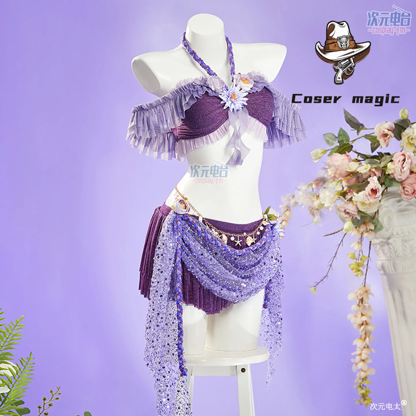 

Purple Atmosphere Swimsuit Hot Spring Swimwear Cosplay OC Matching 2-Piece Bikini Set