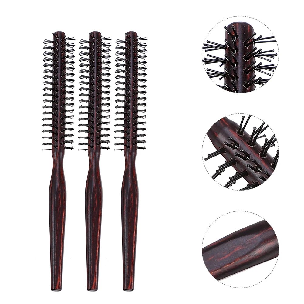 

2pcs Pear Wood Curling Comb Hairstyling Brush for Curly Curls Man Round Hair Brush Professional Comb Wood Handle Scalp Massage