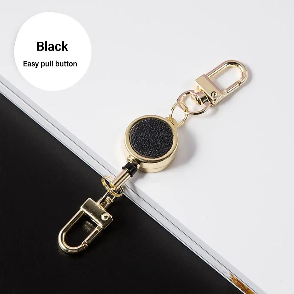 New Metal Badge Holder Clip Anti-theft Elastic Key Chain Retractable PU Leather Key Ring Doctors/Nurses