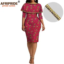 2026 African Ankara Print Dashiki Dress for Women Bazin Richi Half Sleeve Knee Length Women Pencil Wax Dress A1825104