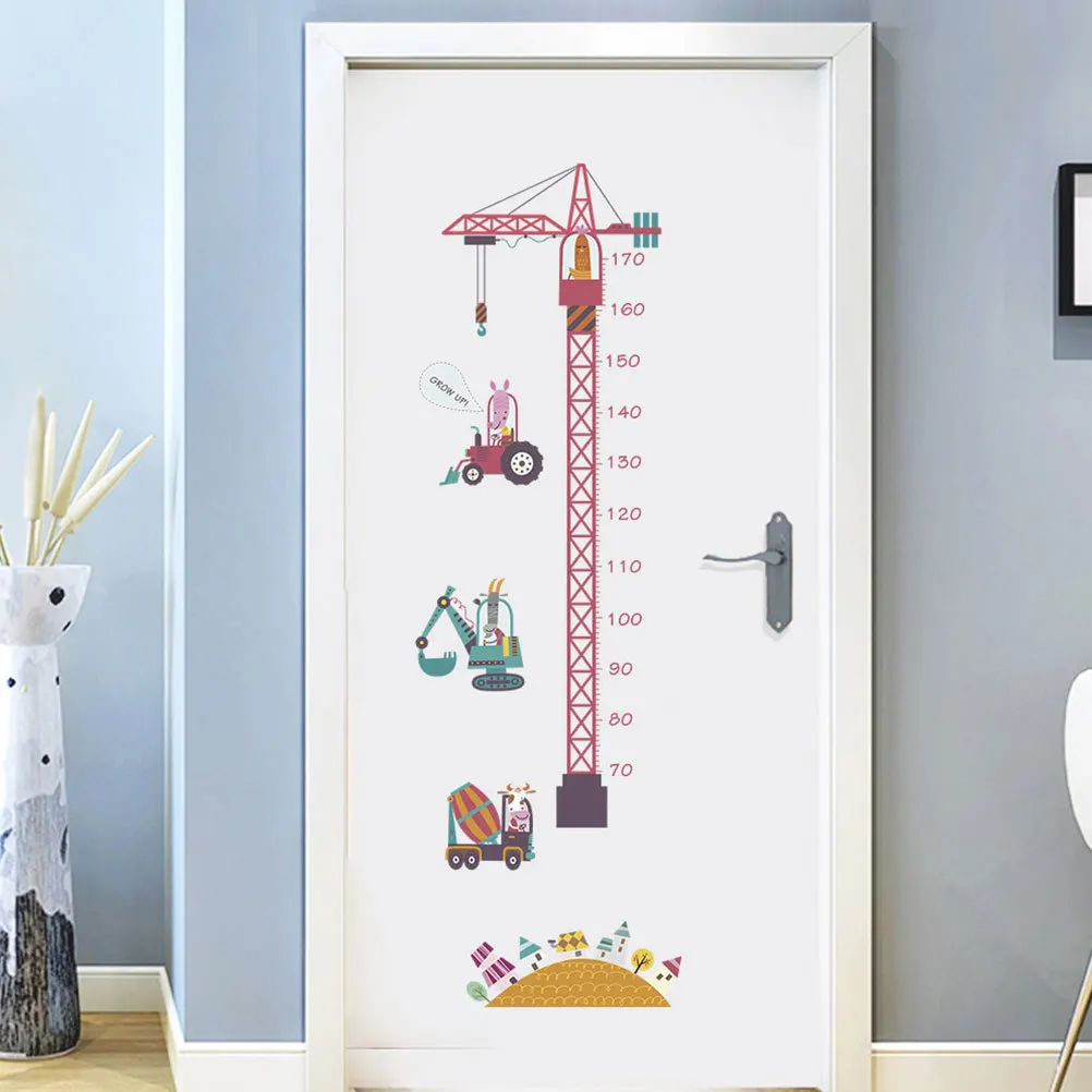 

2Pcs Kids Height Wall Sticker PVC Cartoon Pattern Height Scale Wall Decal Easy Remove Kids Room Decor 30x90cm Art Sticker