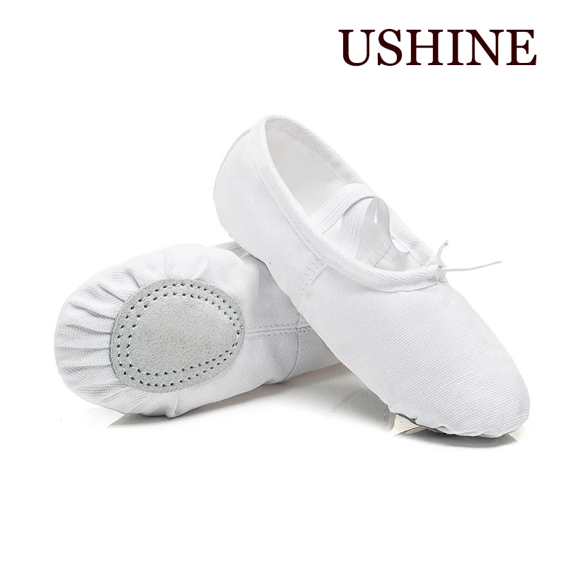 Ushine EU22-45 profissional preto plano macio zapatos de baile de balé lona feminino sapatos de dança de balé meninas crianças