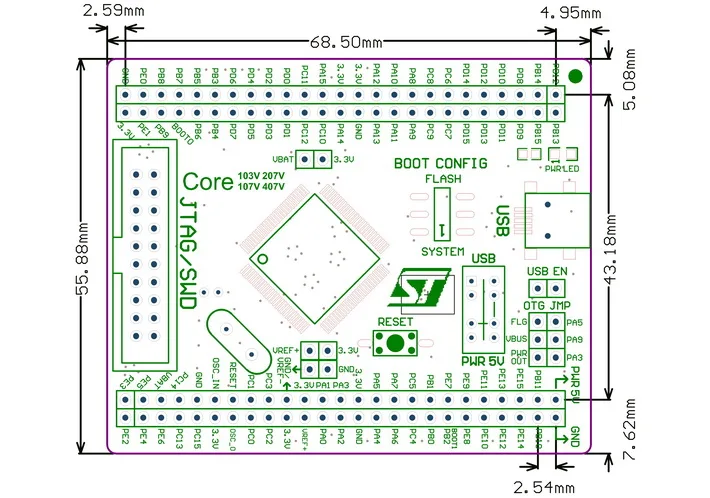Core407V STM32F407 لوحة ARM Cortex-M4 الأساسية عالية الأداء