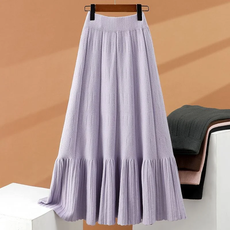 

Высококачественная вязаная юбка для женщин 2026: Новая осенне-зимняя коллекция, свободная модная юбка-свитер, женственная, универсальная, утепленная.