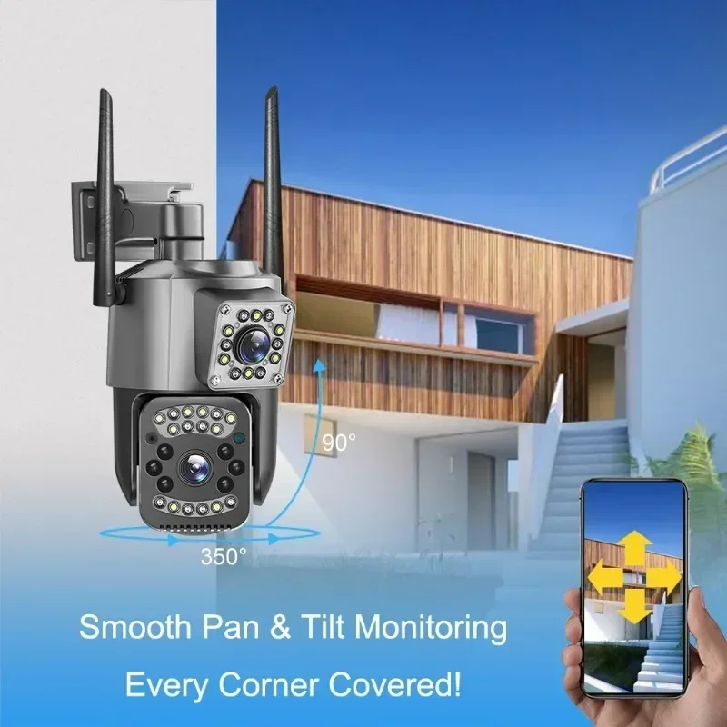 8MP PTZ Dual-Lens 4G Security Camera 10X Zoom/Auto Human Tracking/IP66 Outdoor/Night Vision/SD Slot CCTV Surveillance System