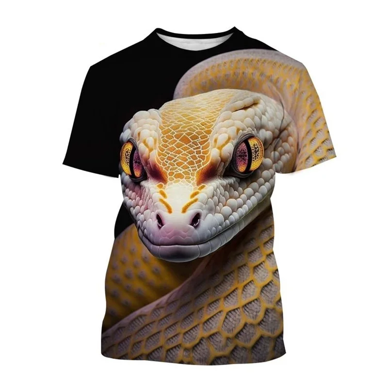 3D Animal Snake Printed Men\'s T-shirt Dangerous Creature Pattern Street Short-sleeves Summer 2023 Tops Plus Size Tee Shirt