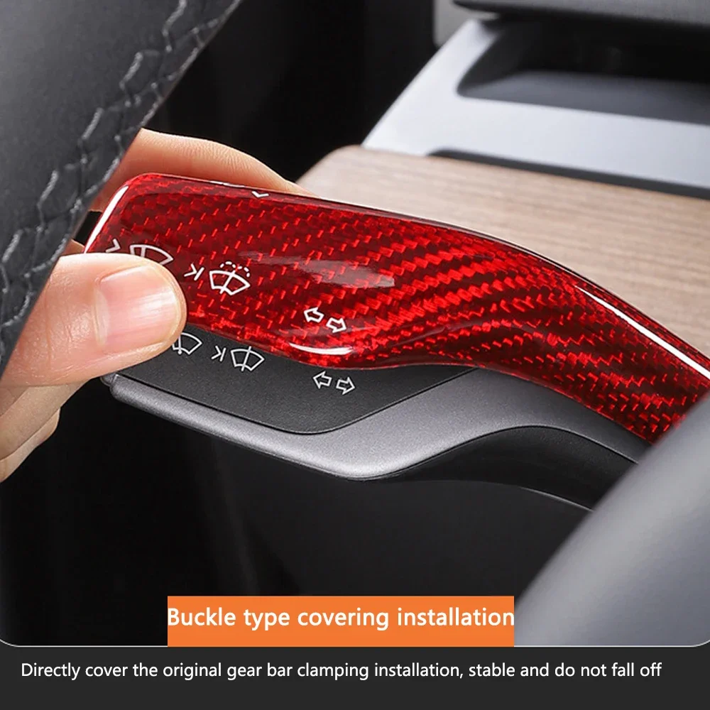 For Tesla Model 3 Matte Carbon Fiber Red Patch Decoration Steering Wheel Steering Lever Model Y Wiper Controller Accessories