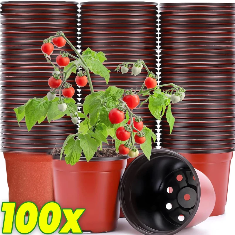 

20/100PCS Thickened Seedling Pots with Holes Plastic Flowerpot Flower Plant Breathable Container Garden Vegetable Planting Pots