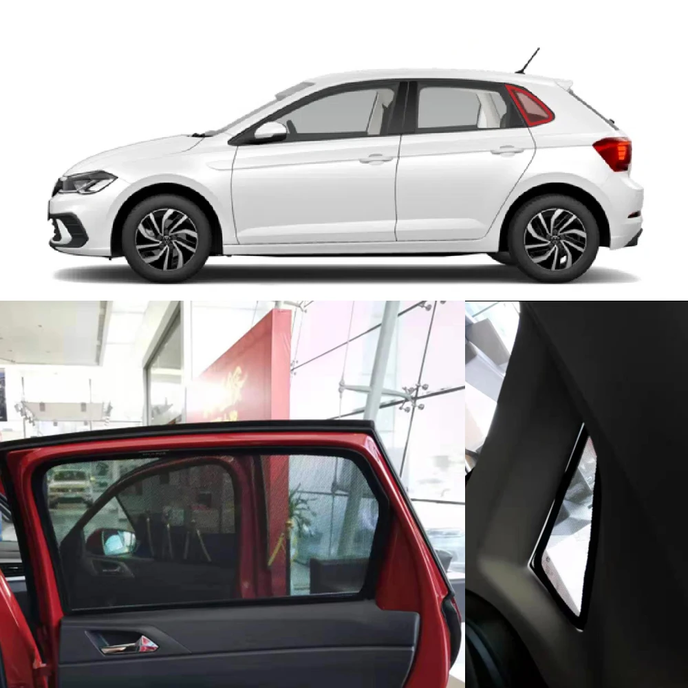 

For Volkswagen VW POLO Hatchback MK6 2018-2024 Magnetic Car Sunshade Front Windshield Curtain Rear Side Baby Window Sun Shade