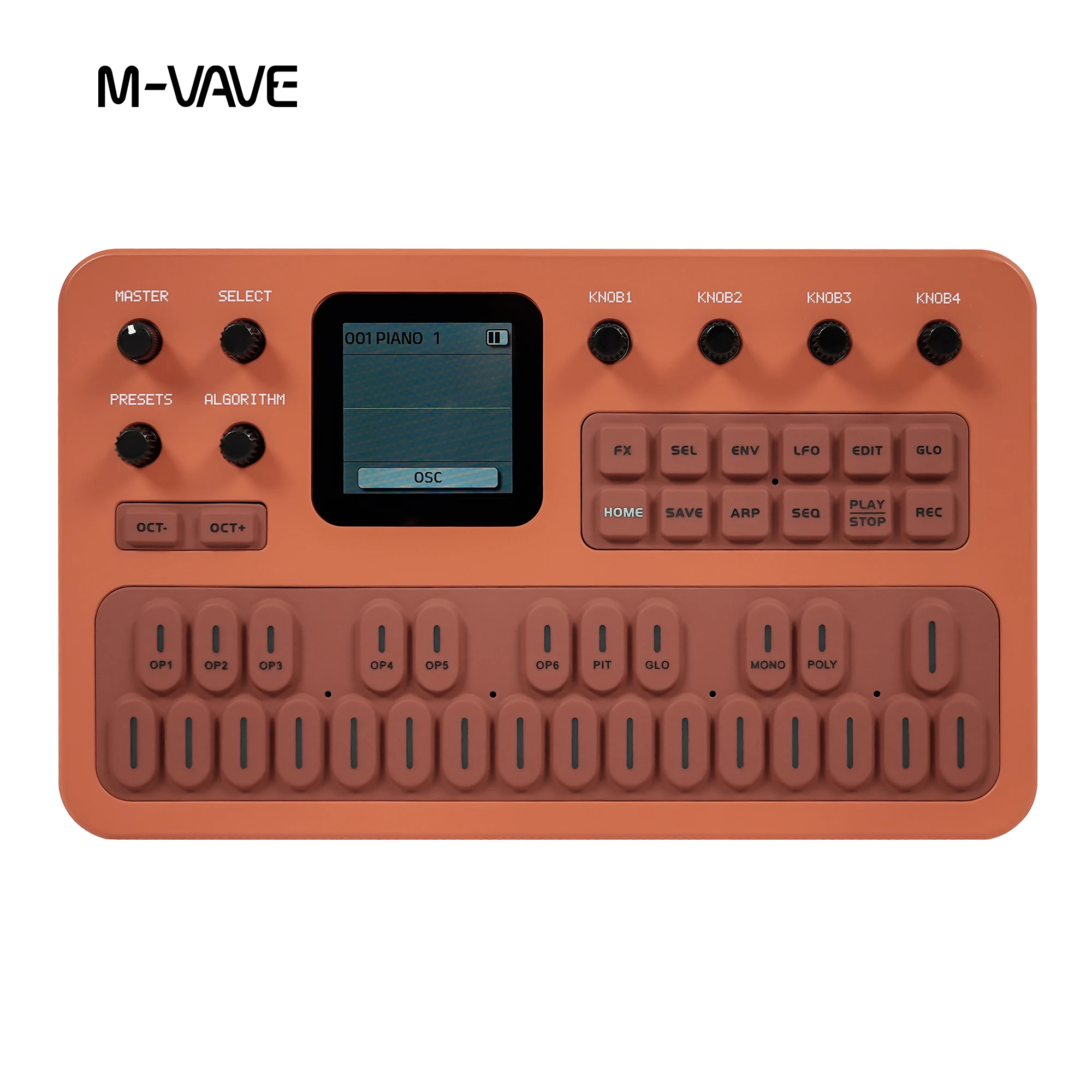 M-VAVE FM-1（SK15） Mini FM1 Synthesizer – 27 Keys 3-Channel MIDI 12h Battery TFT Display Black/Grey/Purple/Orange/Green Guitar