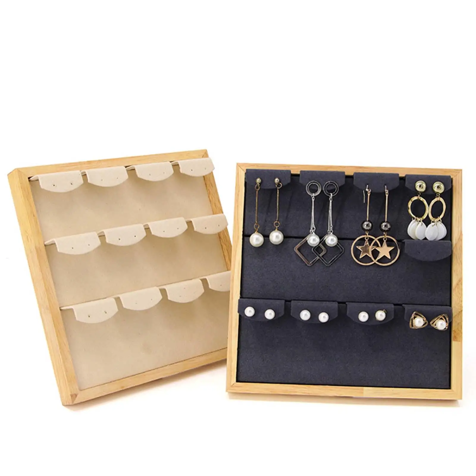 Earring Display Stand Holder Wooden Jewelry Organizer Rack for Decorative Exhibition Dresser Counter Girls and Women