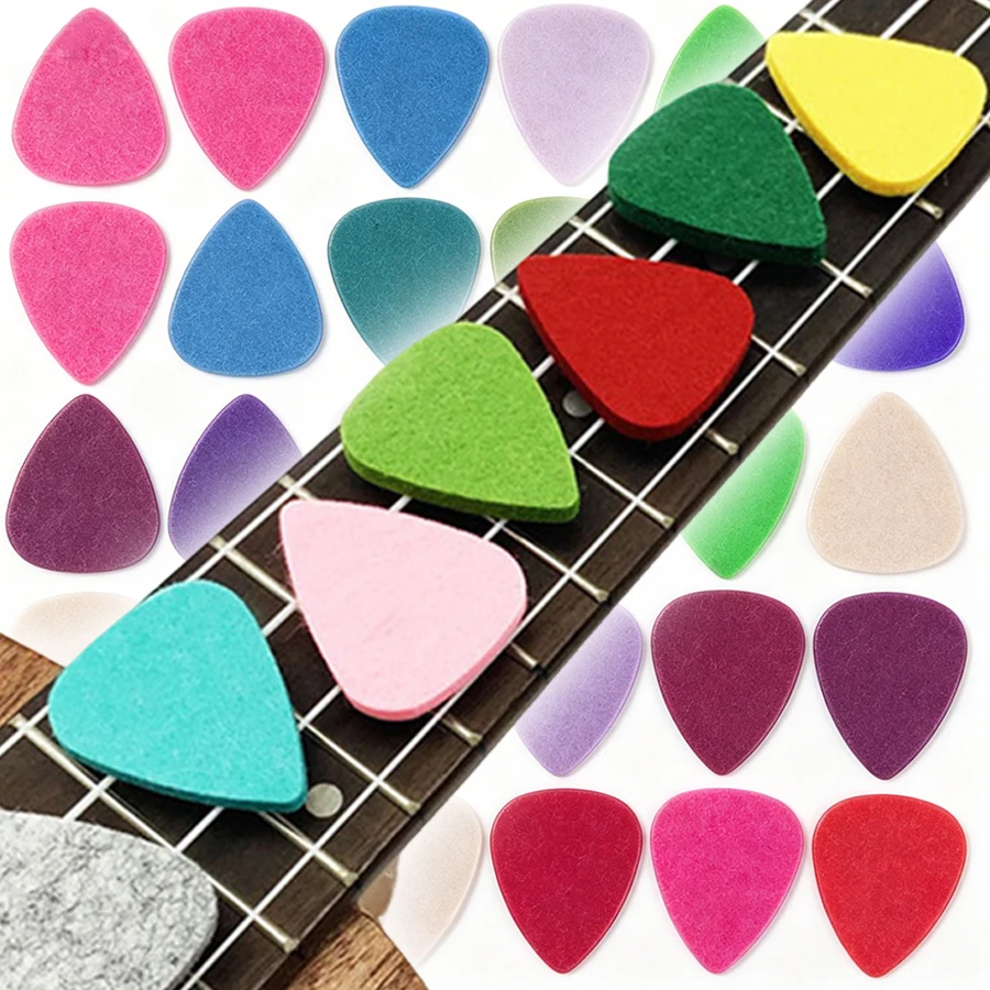8/16 Stück bunte Gitarrenplektren aus Filz, weiche Plektren aus Filz für Saiteninstrumente, langlebiges Zubehör für Musikinstrumente.