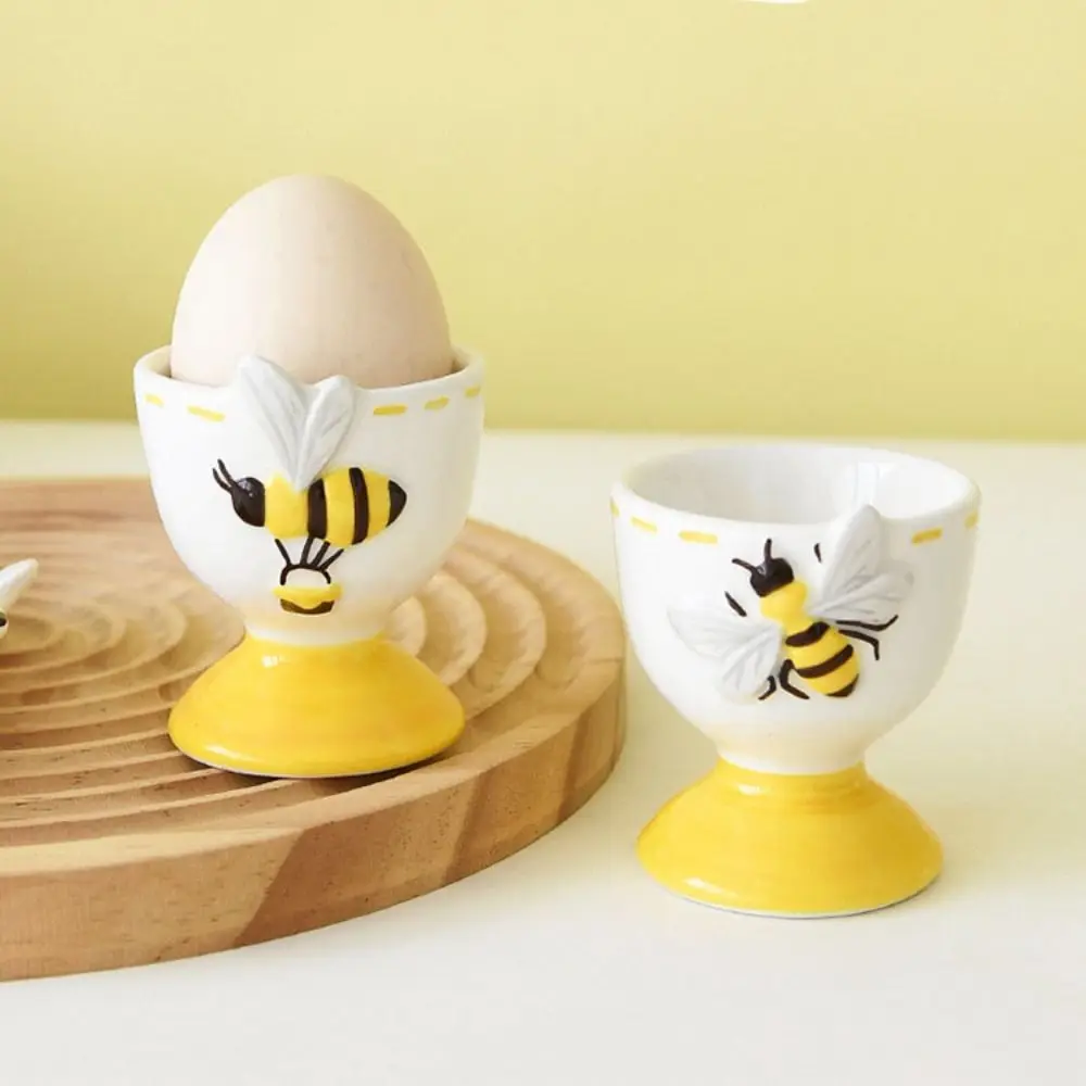 

Creative Ceramic Egg Holder Rabbit Bee 3D Cartoon Egg Cup Thermostability Table Centerpieces Steamed Egg Cup Kitchen Display