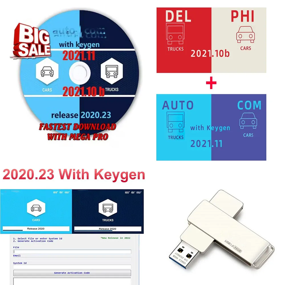 

Latest Auto+2020.23 COM Autocoms vd ds150e cdp software 2021.11 Newest keygen Delphis Orpdc support 2021 year model car trucks