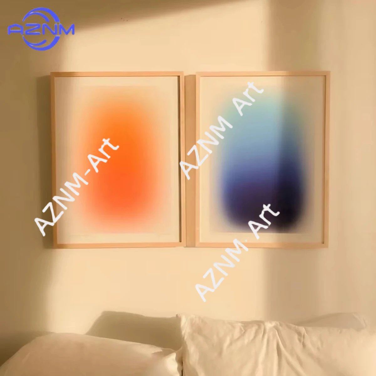1/2pcs Modern , Minimalist, Wall Art, Gradient Swoosh Blue Orange, HD Canvas Print Poster, Home Living Room, Room Decoration