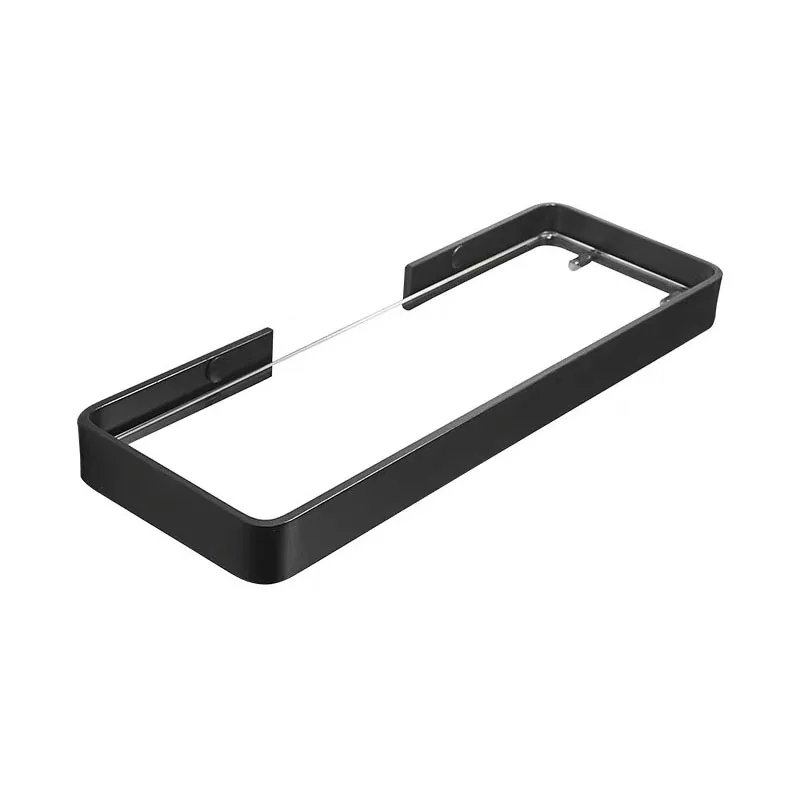 Black Bathroom Corner Rack 25-45cm Wall-mounted Bathroom Shower Rack Aluminum Toilet Storage Rack Glass Bathroom Shelf