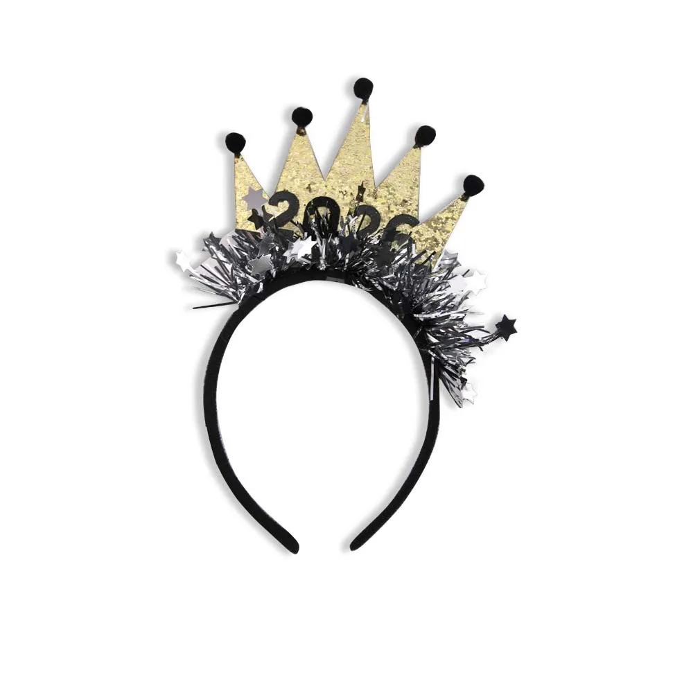 

Sequin 2026 New Year Headband Star/Crown Party Decoration Christmas New Year Headpiece Colorful Creative Glitter Hair Hoop