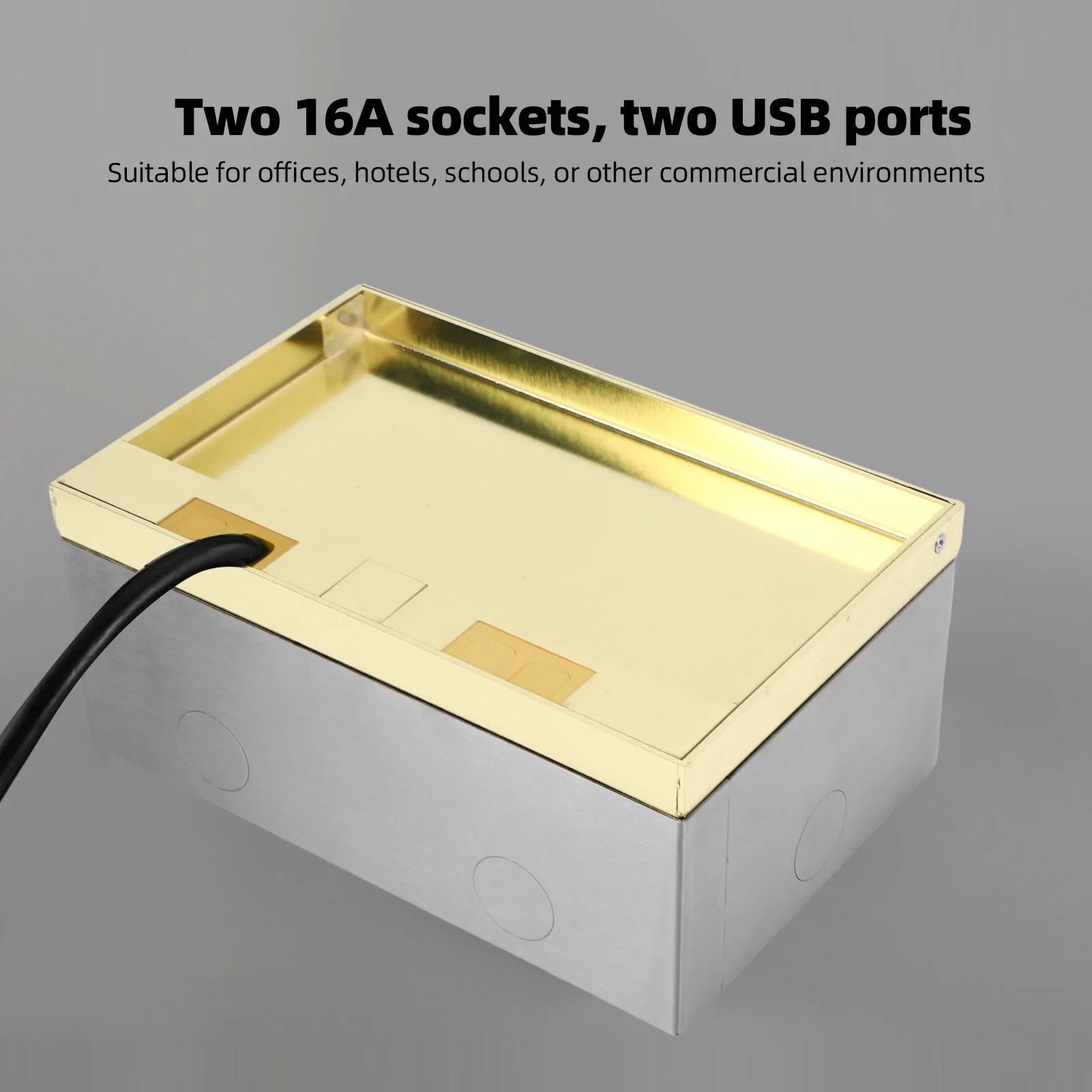 طقم صندوق مقبس أرضي مجوف بمخرج أرضي مكون من 2 أوعية 16 أمبير 4000 وات و2 منافذ USB طقم مخرج كهربائي للأرضية