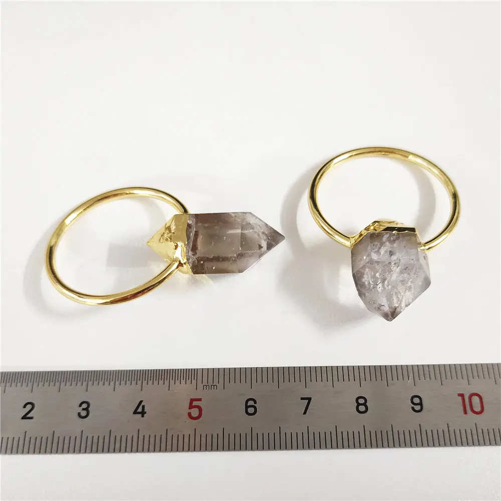 FUWO Wholesale Natural Shining Crystal Point Pendant,Golden Plated Raw Quartz Accessories For Women Jewelry Making 5Pc/Lot PD416